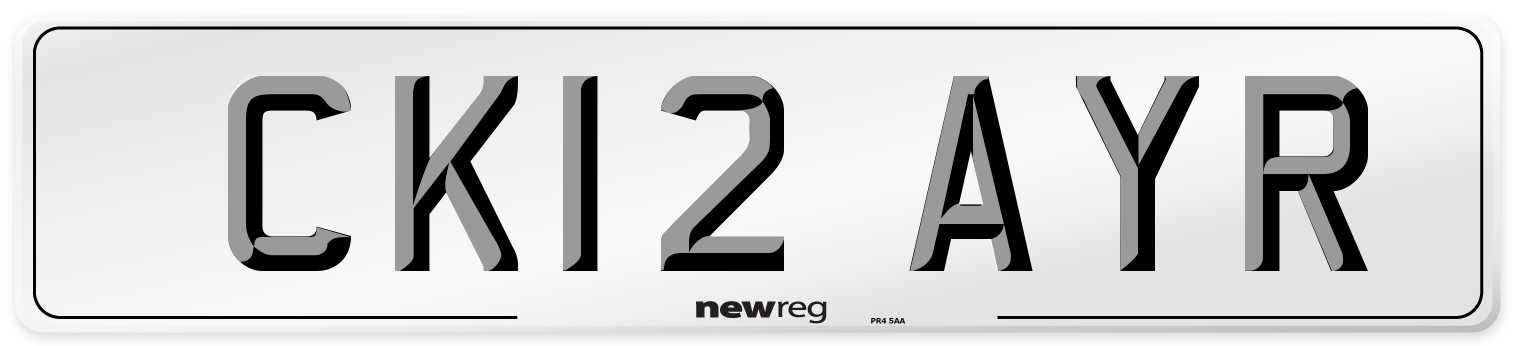 CK12 AYR Number Plate from New Reg